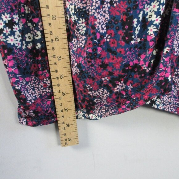 Ted Baker Jersey Faux Wrap Dress 5 Blue Pink Floral Viscose Pleated Preppy 370 - Picture 11 of 12